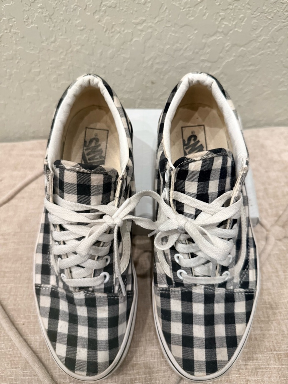 Vans Black & White Gingham Old Skool Sneakers - Picture 3 of 5